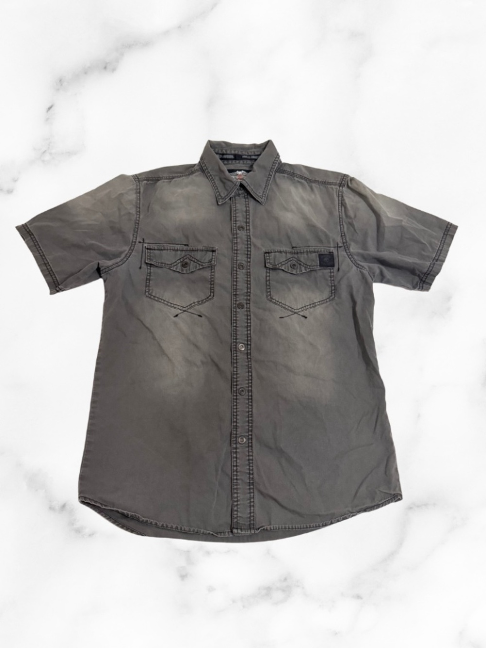 Mens Harley Davidson Short Sleeve Button Up Shirt